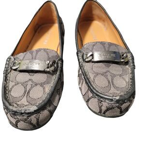 Coach Womens Signature C‎ Jacquard Gray Round Toe Flat Slip On Loafers Size 7 B